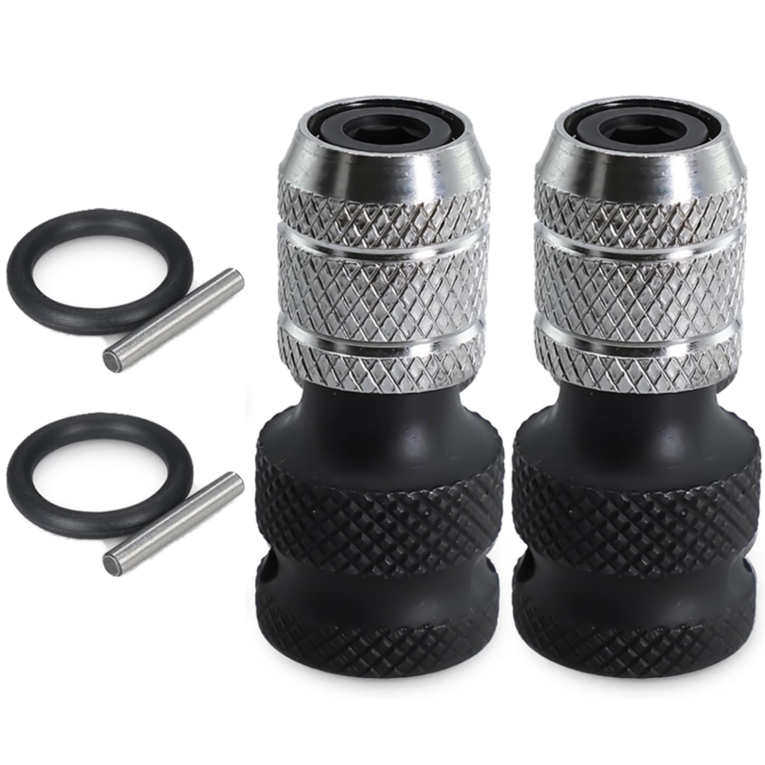 2PCS Juttzzei Impact Wrench Adapter, 1/2" Square Drive to 1/4" Hex Shank Socket Adapter, Upgraded Weighted CR-V Steel 1/2 to 1/4 Inch Impact Driver Socket Converter for Impact Driver Ratchet Wrench