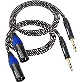 Smithok 2Pack 1/4" to XLR Cable,Heavy Duty Nylon Braided,Gold Plated Plug,Balanced 1/4" TRS to XLR Male Patch Cable, Quarter Inch 6.35mm to 3pin XLR Male Microphone Cable -6.6ft
