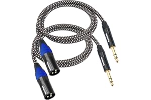 Smithok 2Pack 1/4" to XLR Cable,Heavy Duty Nylon Braided,Gold Plated Plug,Balanced 1/4" TRS to XLR Male Patch Cable, Quarter Inch 6.35mm to 3pin XLR Male Microphone Cable -6.6ft