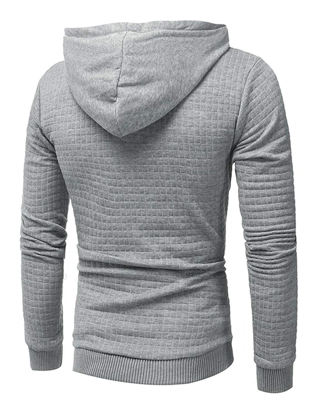Poplover Mens Solid Casual Sweatshirts Long Sleeve Pullover Hoodies Light Grey Medium