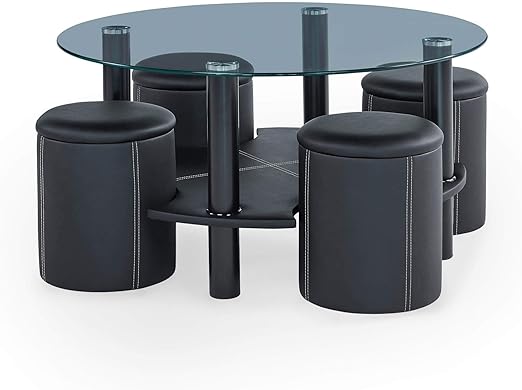 Mobilier Deco Nael Table Basse Ronde Bois Noir 95cm X 45cm Amazon Fr Cuisine Maison