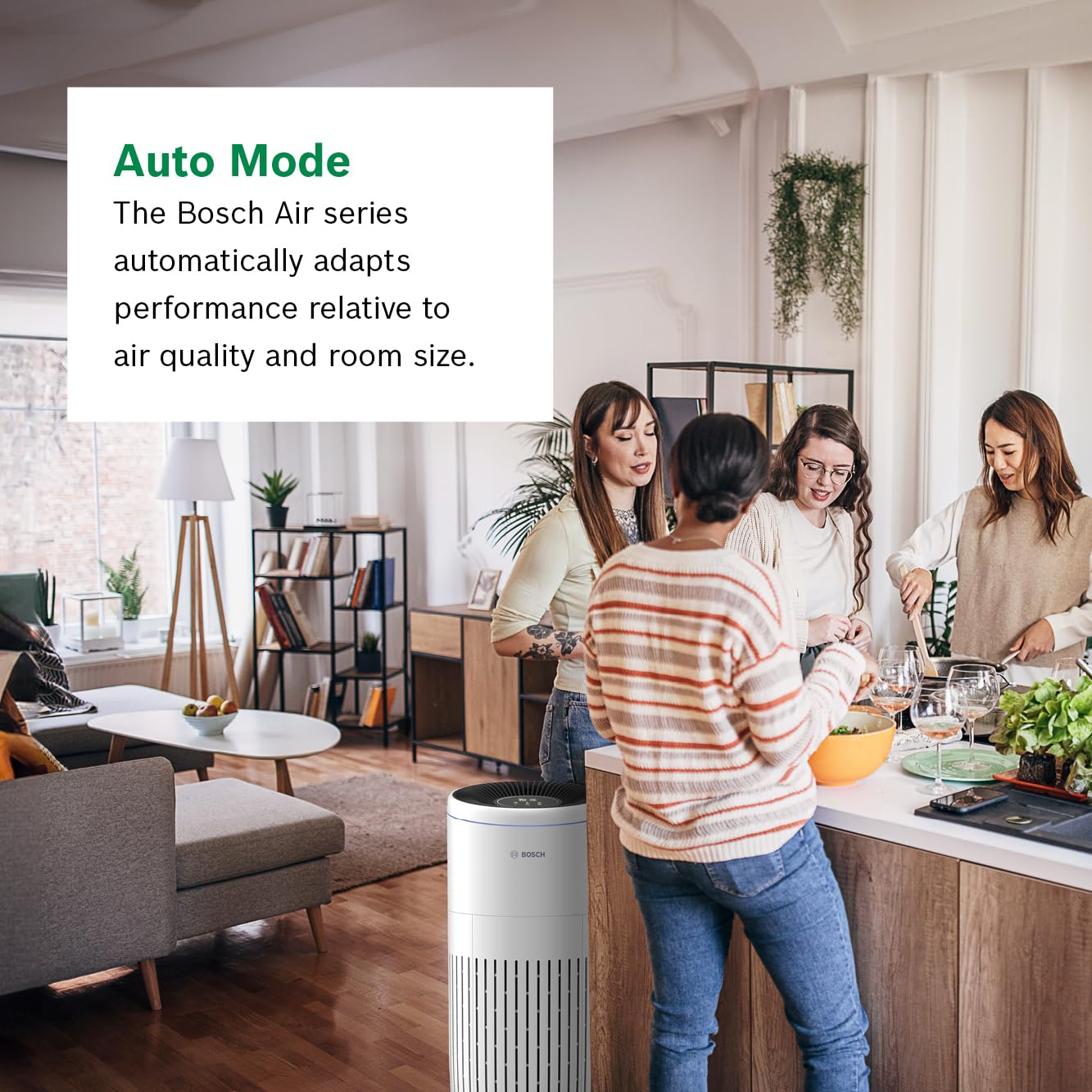 BOSCH Air Purifier for Home, Large Spaces (Covers, 2745-sq ft), 4-in-1 Filter for Pollen, Viruses, Smoke, Dust, Dander, Outdoor Pollution, Odors, HEPA, ENERGY STAR, Air 6000, White