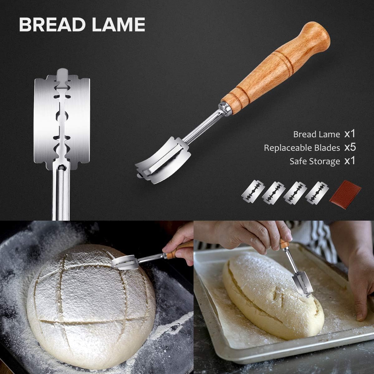 MOSFiATA Professional Serrated Bread Knife, 8 inch High Carbon Stainless Steel Japanese Sharp Blades, Bread Cutter with Cover - Image 4