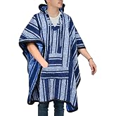 Baja Hoodie Mexican Poncho Drug Rug Style Serape Hippie Warm And Comfortable Aztec Wearable Blanket