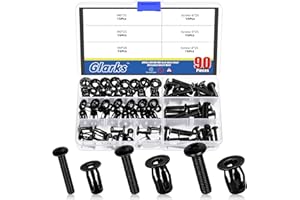 Glarks 90pcs M4 M5 M6 Jack Nut and Flat Head Phillips Machine Screws Kit, Black Carbon Steel Expansion Nut for Plastic Polywo