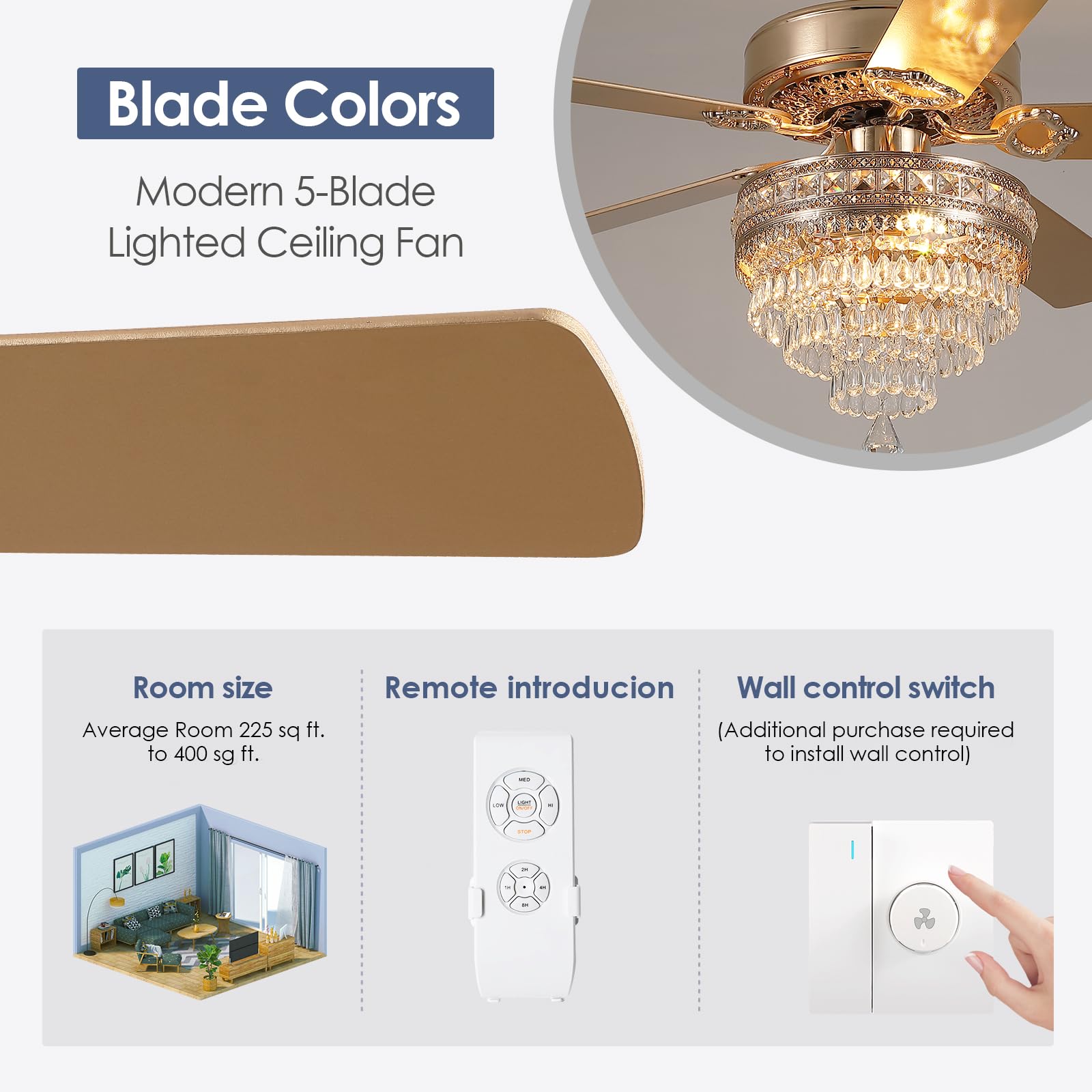 Crystal Ceiling Fan Fandelier with Lights - 52