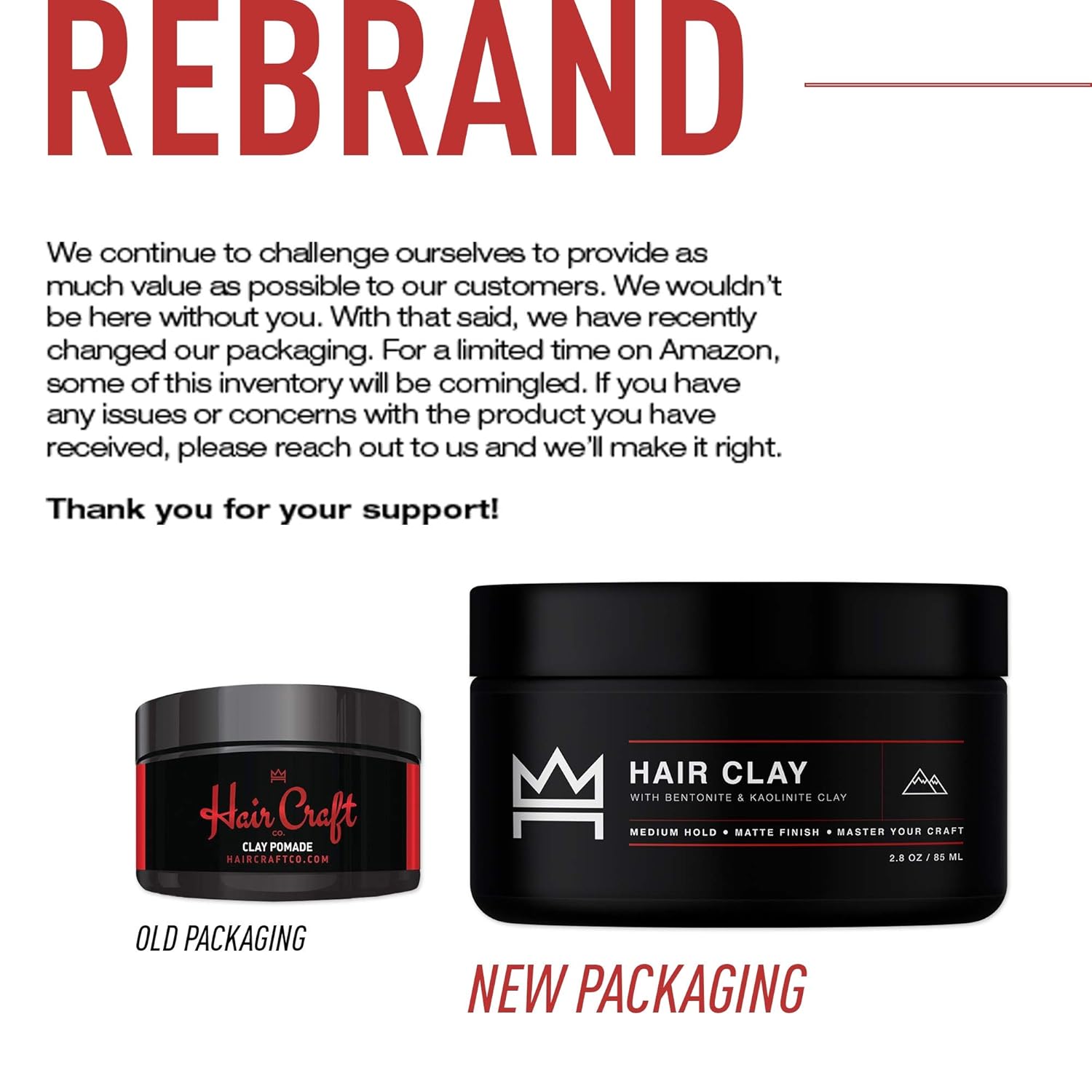 Hair Craft Co. Clay Pomade 2.8oz - Shine Free Matte Finish - Medium Hold/Natural Look – Best Men’s Styling Product, Barber Approved – Ideal for Textured, Thickened & Modern Hairstyles – Unscented: Beauty