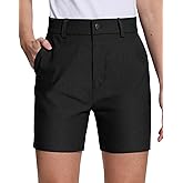 UPGET Womens Dressy Casual Shorts 5" Strechy Quick Dry with Pockets for Golf Work Outdoor Hiking