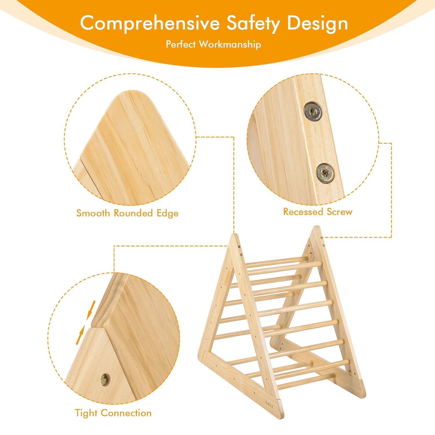 Ikkle Climbing Pikler Triangle Indoor Climbing Toys Wooden Gym Playground Climber Ladder for Toddlers Kids and Children Preschoolers Age 1 3+ : Baby
