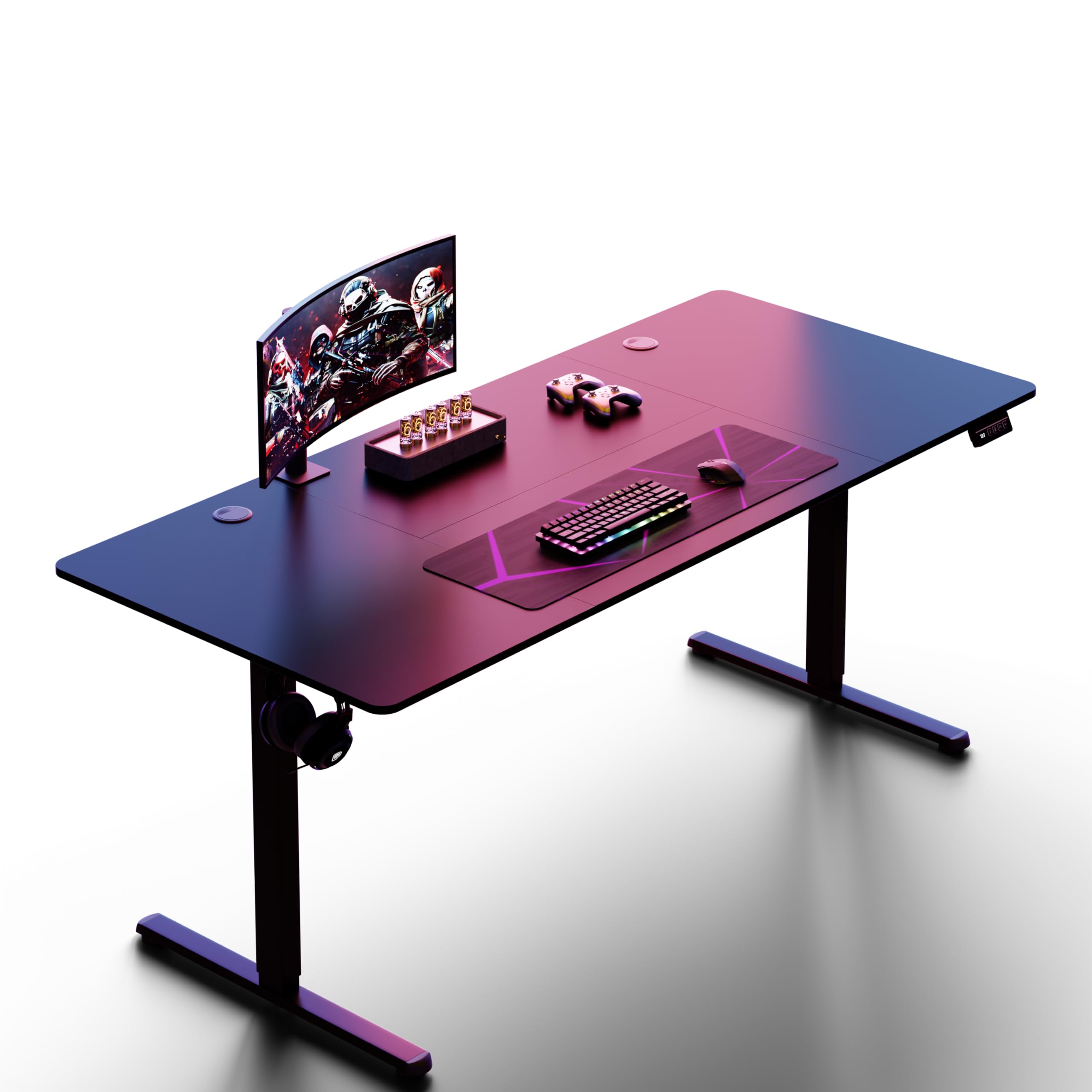 Photo 1 of (missing installation screws) Shintenchi Standing Desk, 71x31 Inch Height Adjustable Electric Sit Stand up Desk, Ergonomic Rising Computer Table, Modern Lift Gaming Desk Workstation for Home Office, Black