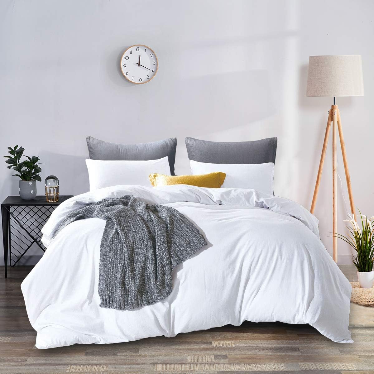 RUIKASI Super King Duvet Cover Sets Bedding Set, White Duvet Set Superking Bed Set including Zip