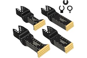 Aocoom 16 pcs Titanium Oscillating Saw Blades for Metal Cutting - Universal Multitool Blades for Hard Materials, Metal, Nails, Wood, Plastic - Multi Tool Blades Kits Fit Dewalt Bosch Milwaukee Ryobi