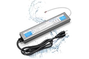 VOEWT LED Driver 300 Watts Waterproof IP67 Power Supply 85V-265V AC to 12V DC Converter,Quiet and Small LED Transformer Low Voltage Output with 3-Prong Plug 3 Feet Cable for LED Light Strip, Outdoor