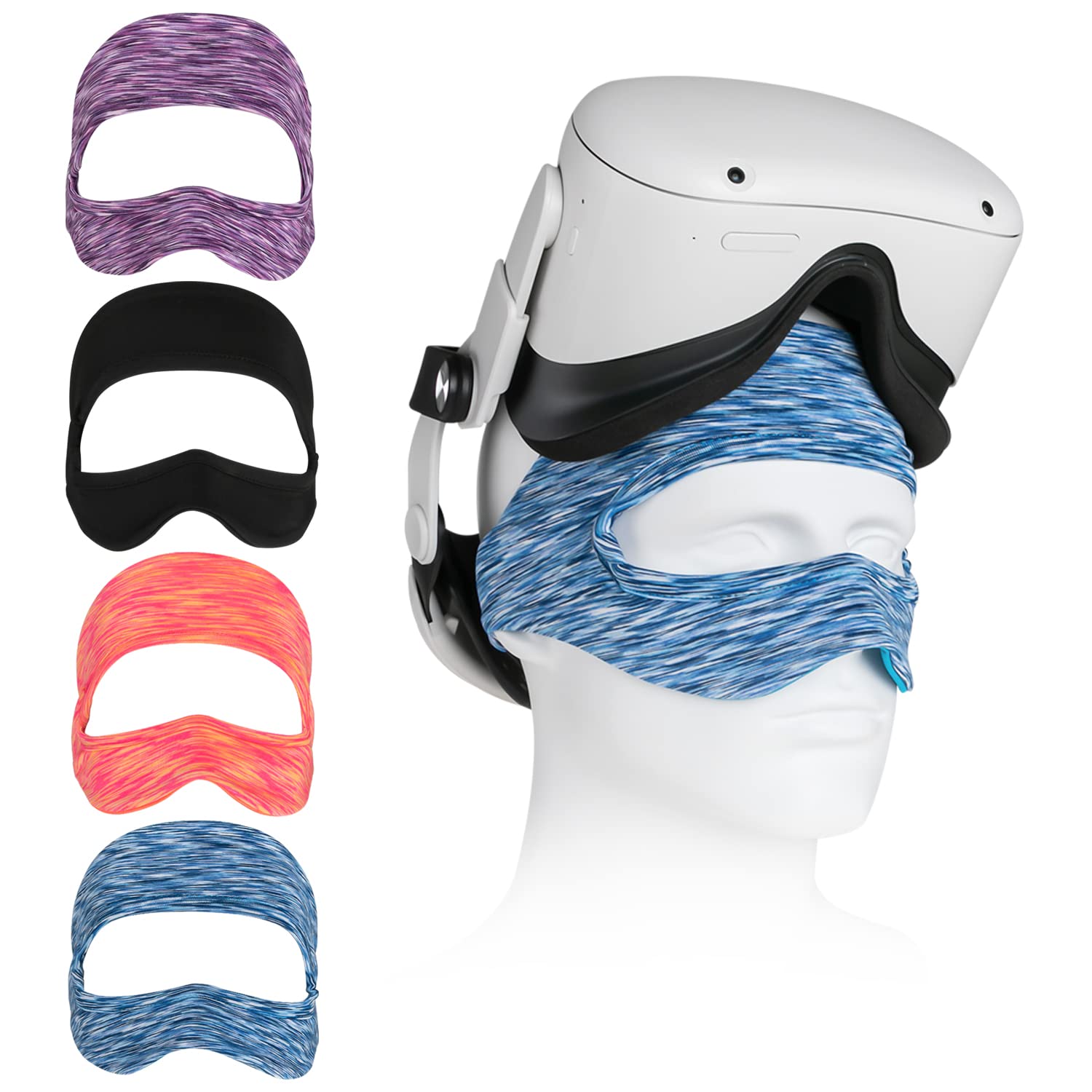 4 Pack Ermorgen Sweat Guard Band Compatible for Quest 3S/Quest 3/Quest 2/Quest/Valve Index Breathable Face Cover Gasket Virtual Reality Accessories Elastic Adjustable Protect Facial Skin for Workouts