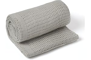 Clair De Lune Pram & Travel Extra Soft Cotton Cellular Baby Blanket (Grey)