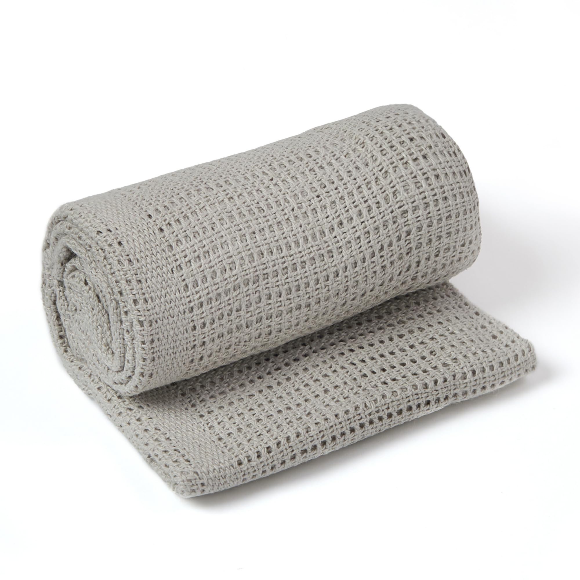 Clair de Lune Soft Cotton Cellular Shawl Baby Pram Blanket Grey 70 x 90 cm