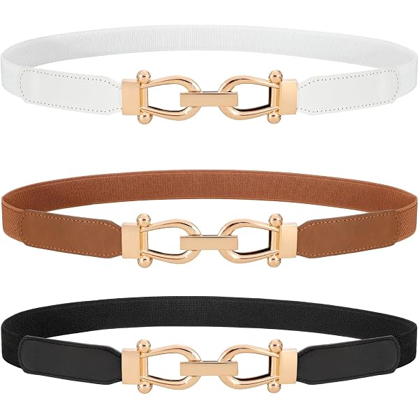 Blulu 3 Pcs Women Skinny Waist Belt Elastic Stretch Thin  display picture 2