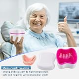 Tophoniex Denture Bath Case 2 Pack with 2 Cleanser Brushes Blue Pink Purple view 6