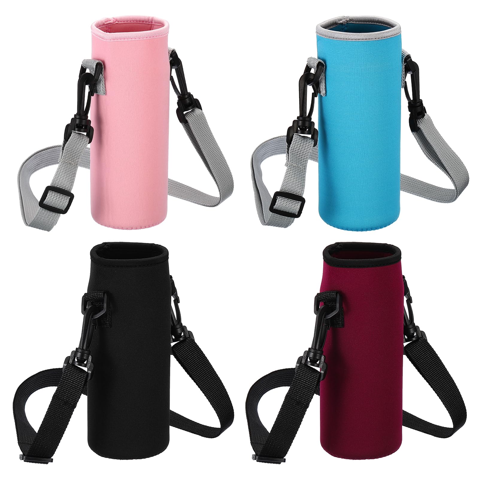 PATIKIL 80mmx230mm Water Bottle Sling Bag, 4 Pack Neoprene Portable Insulated Bottle Holder Carrier with Adjustable Shoulder Strap, 4 Colors