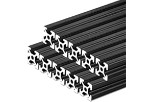 QNK 10pcs 1000mm T Slot 2020 Aluminum Extrusion European Standard Anodized Linear Rail for 3D Printer Parts and CNC DIY Black (39.4")