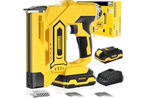 Alloypower Gun Battery Powered, 2 in 1 Cordless Brad Nailer/Electric Stapler with 2.0Ah Battery and Charger,1000pcs Nails and