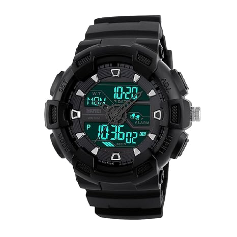 Analogue Digital Black Dial Black Strap Watch for Mens