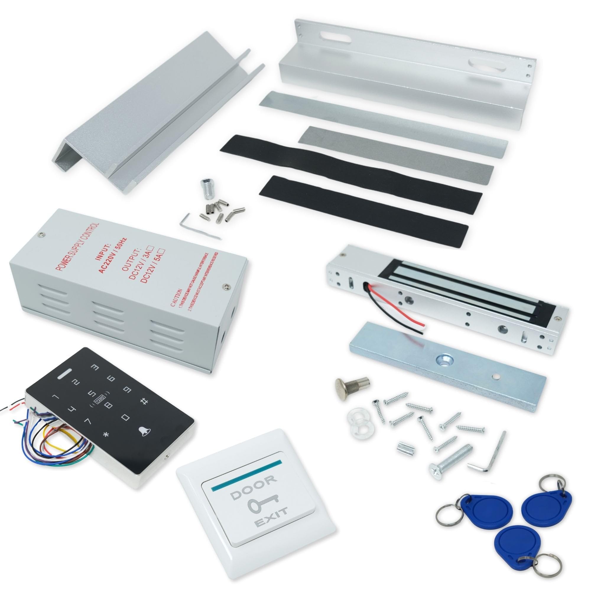 Full Access Control Door Entry Kit With 280kg Waterproof Magnetic Door Lock & UL Bracket