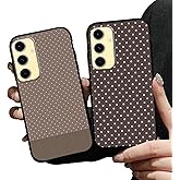 Aoldimu 2 Pack Aesthetics Brown Polka Dot Phone Cases for Samsung Galaxy S25 5G Case Stylish Slim Soft with Protective Black Bumper Silicone Shockproof Funda for Samsung S25 6.2 Inch
