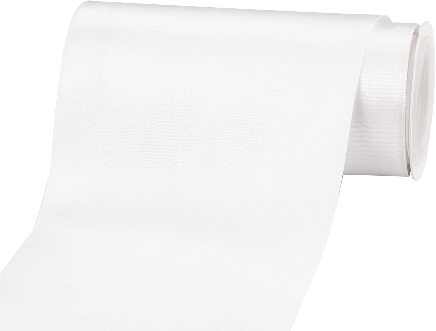 VATIN 100mm Wide Double Faced Polyester White Satin Ribbon- 4.5 Metre/Spool, Perfect for Chair Sash Making Bow - Image 3