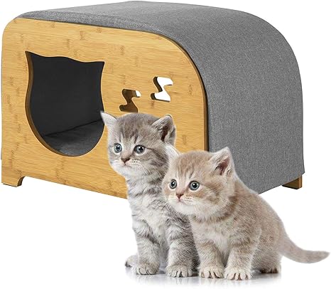 Sobuy Fsr72 N Tabouret Avec Maison Pour Chat Lit De Chat Abri Pour Animal Panier En Bambou Pour Chat Lit Pour Animal De Compagnie Repose Pied En Bambou Amazon Fr Animalerie