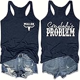 AEARGIV Womens Somebody's Problem Tank Tops Country Music Tees Western Cowboy Cowgirl Shirt