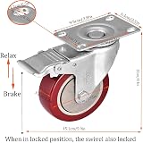 YOOGAA 75mm Heavy Duty Casters Set 4 Lockable Swivel Wheels Brakes 450kg view 3