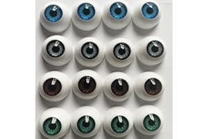 Jashem 8 Pairs of 4 Colors 22mm Half Round Realistic Acrylic Eyes for Halloween Props, Masks, Dolls or Bears Craft Plastic Eyeballs (22mm)