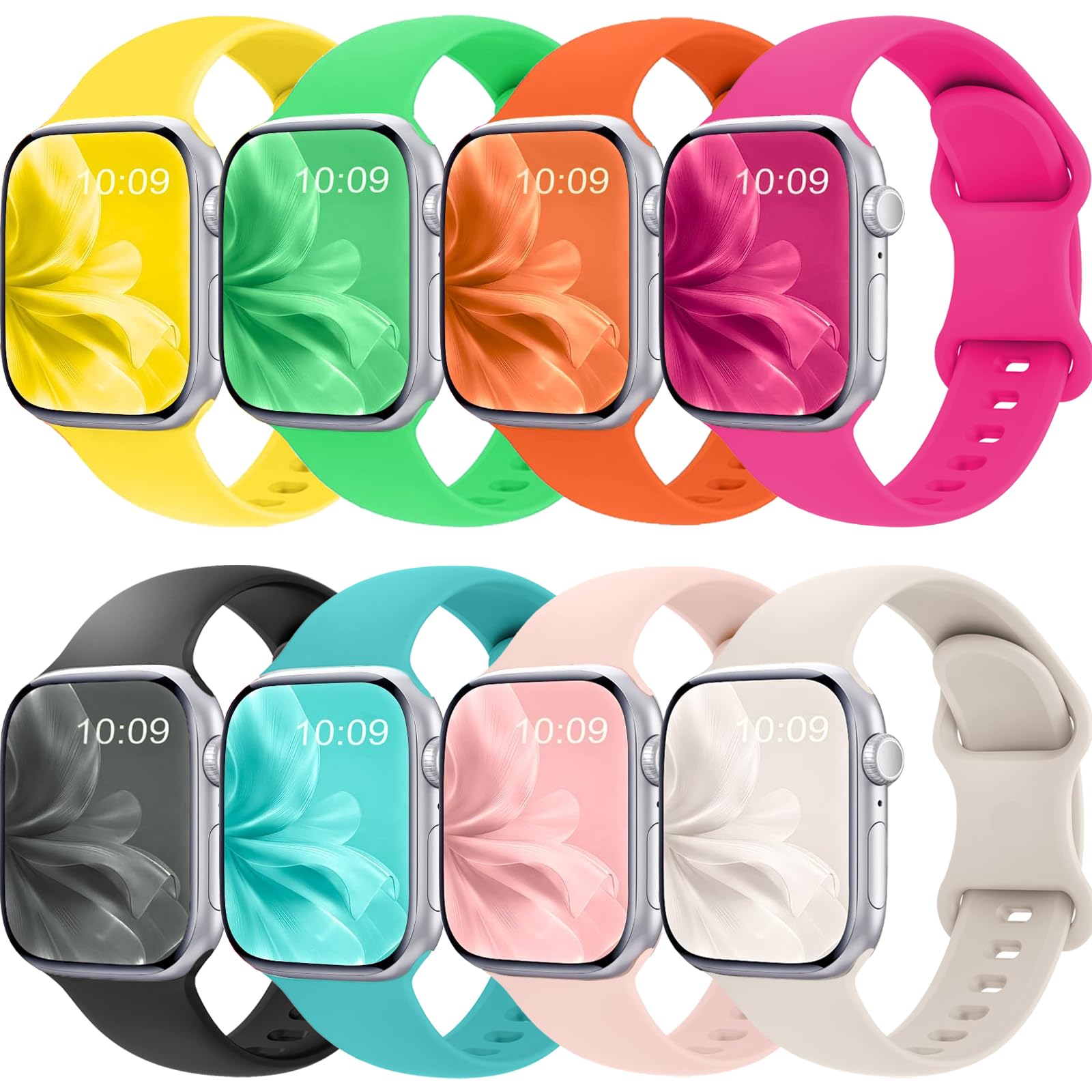 Womdeayo Bands Compatible with Apple Watch Band 38mm 40mm 41mm 42mm 44mm 45mm 46mm 49mm for Women Men,Silicone iWatch bands Replacement Strap for iWatch Series 11 10 9 8 7 6 5 4 3 2 1 SE Ultra.