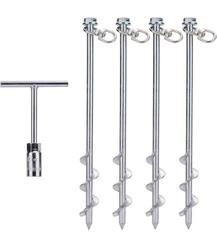 GROUNDGRABBA Ground Anchor 12X Pro – Piquets De 1,5 Pieds Avec Crochet Fermé Pour Fixation Solide