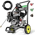 TEANDE 4200 2.6GPM Gas Pressure Washer, 4000PSI Commercial Pressure Washer with 208CC Engine, 3 Adjustable Nozzles, 25ft Hose, Soap Tank, High-Pressure Washer for Home Yard Garden Car Use, Yellow