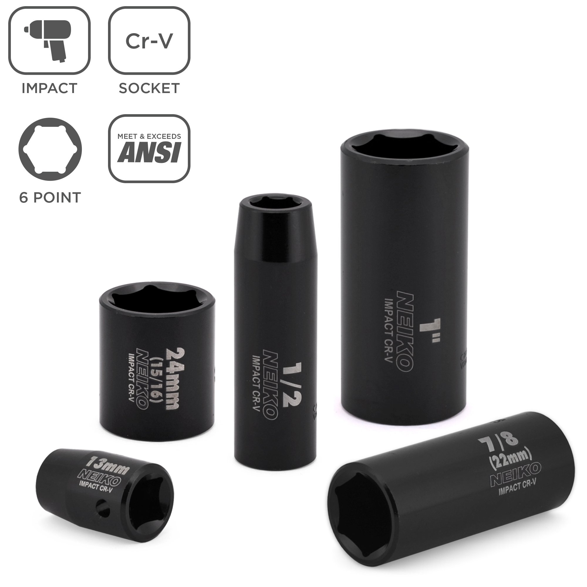 Neiko 02443A Complete 3/8” and 1/2” Drive Impact Socket Set, CRV Steel eBay