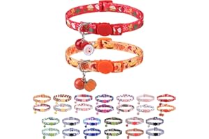 DILLYBUD Breakaway Cat Collars for Girl Boy Cats, Holidays Cat Collar Christmas and Pumpkin Pattern 2 Pack, Cute Classic Safety Buckles and Bells, Adjustable Printed Nylon Colorful Kitten Collar