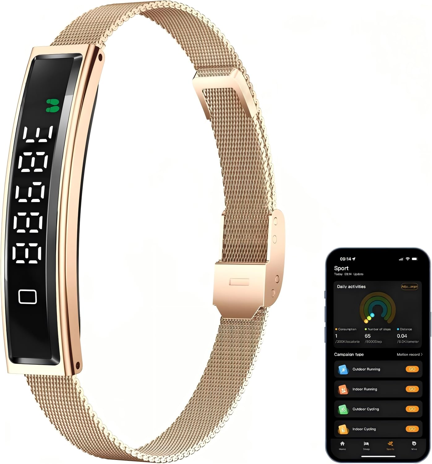 View 1 of *** MISSING CHARGER*** ZBNMY Health Smart Bracelet,Fitness Tracker with Heart Rate, Sleep Monitoring, Blood Oxygen, Step Counting for iOS and Android, No Subscription Fee, Waterproof(Gold)
