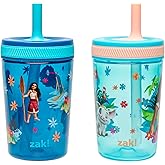 Zak Designs Disney Moana 2 Kelso Toddler Cups For Travel or At Home, 15oz 2-Pack Durable Plastic Sippy Cups With Leak-Proof Design is Perfect For Kids (Moana, Maui, Simea)