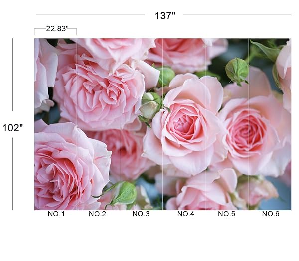 JHGRXFHB-PINK ROSES WALL MURAL WALLPAPER PEEL AND STICK 137″ X 102″