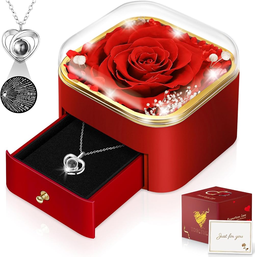 Hnustbo Eternal Rose Gift Set with Necklace for Women, Mum, Girlfriend