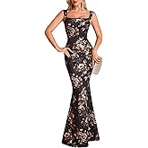 HTZMO Women Floral Wedding Guest Bodycon Maxi Dress Summer Cowl Neck Formal Party Elegant Long Dresses 2026
