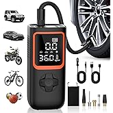 KOLTGOO Tire Inflator Portable Air Compressor - 150PSI Cordless Air Pump for Car Tires with Pressure Gauge & LED Light, 3X Faster Inflation Electric Air Compressor for Car Bikes, Motorcycle, Ball