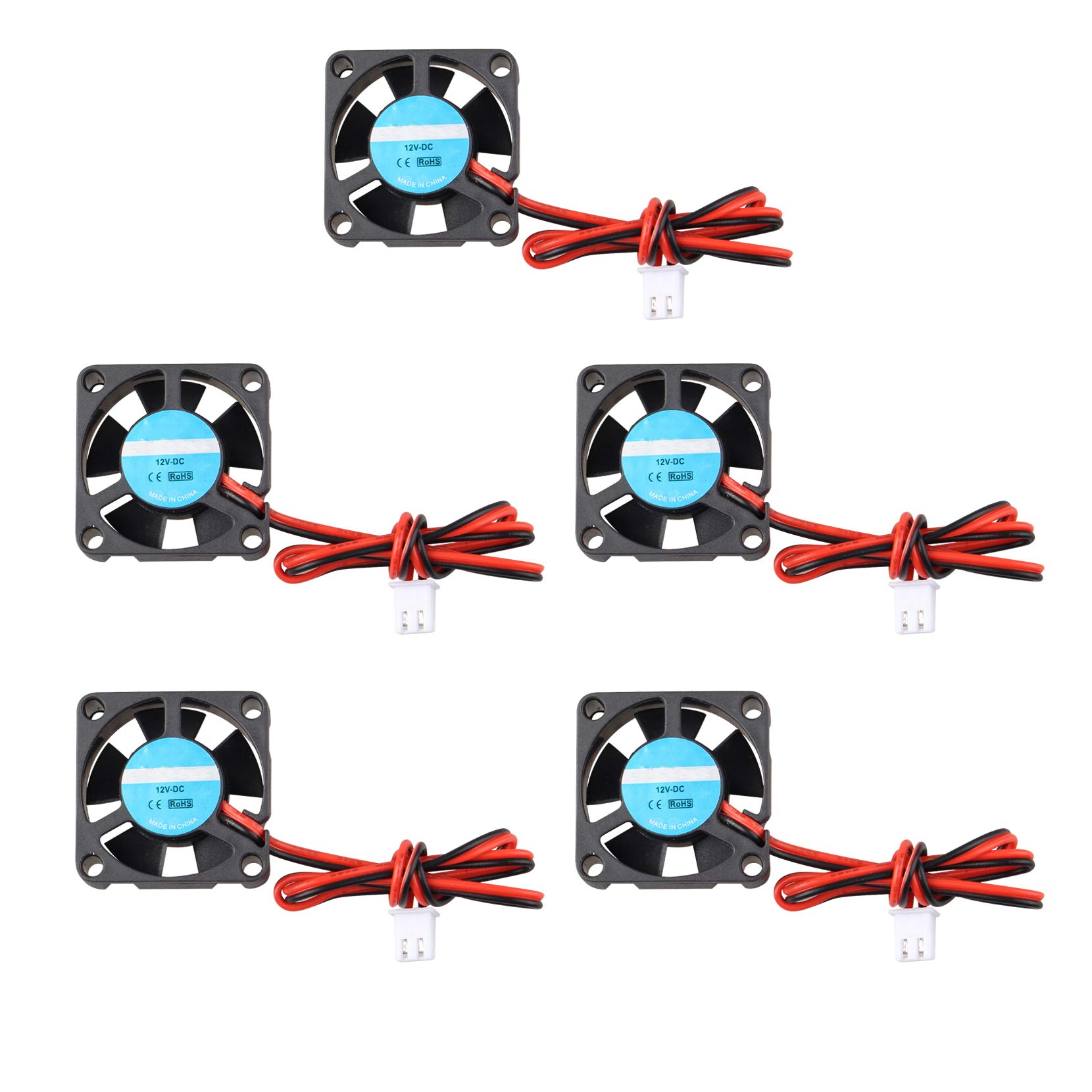 Jopto 5Pcs 3D Printer Fan 12V DC Mini Quiet Cooling Fan 30 x 30 x 10mm with 28cm Cable Compatible with 3D Printer Extruder Hotend Makerbot MK7 MK8 CPU Chip Arduino