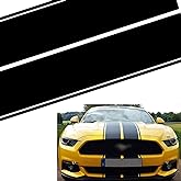 x xotic tech Double-Dual Sport Racing Vinyl Stripe Graphics Hood Roof Trunk Bumper Decal Sticker,Compatible with Ford Mustang 2015-2023 (Glossy Black)