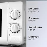 Daewoo 800W 20L Microwave Easy Clean Stainless Interior 6 Power Levels view 2