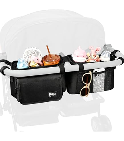 Double Stroller Organizer Compatible with Bob Duallie, with Cooler Bag