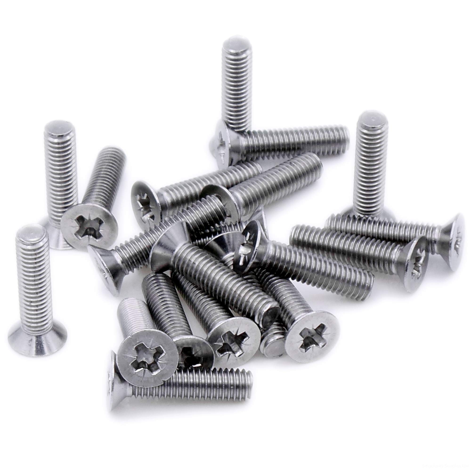 M4 (4mm x 8mm) Pozi Countersunk Machine Screw (Bolt) - Stainless Steel (A2) (Pack of 20)