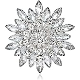 Rhinestone Flower Brooch for Women Sparkling Crystal Sunflower Brooch Pin Trendy Large Big Flower Brooch Elegant Clothing Hat Bag Accessories Christmas Birthday Party Wedding Costume Jewelry